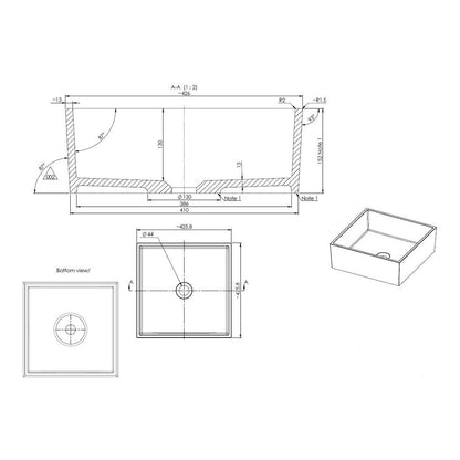 Agina 426mm Square Resin Basin