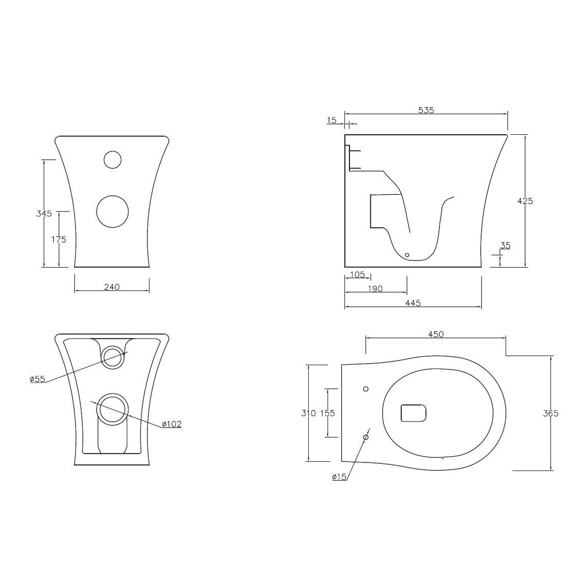 Abana Rimless Back To Wall WC & Soft Close Seat