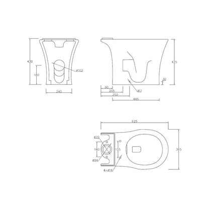 Abana Rimless Close Coupled Open Back WC & Soft Close Seat