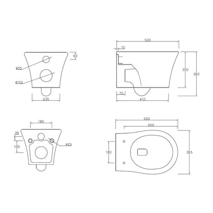 Abana Rimless Wall Hung WC & Soft Close Seat