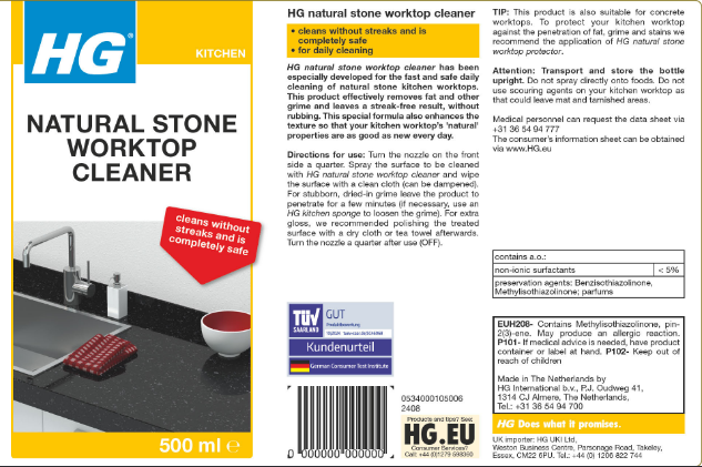 HG Natural Stone Worktop Cleaner 500ml