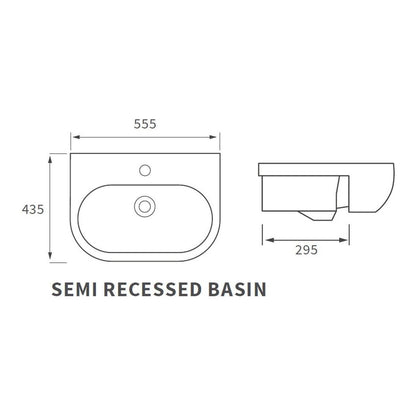 Banham 555x435mm 1TH Semi Recessed Basin