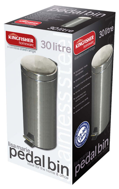 Kingfisher Pedal Bin Stainless Steel 30L