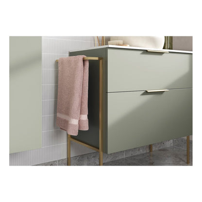 Glen 610mm Wall Hung 2 Drawer Basin Unit & Basin - Matt Olive Green