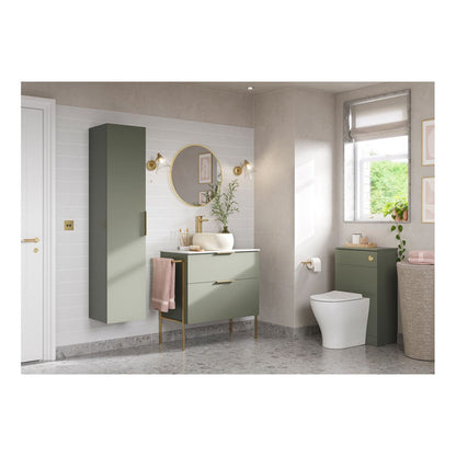 Glen 1180mm Wall Hung 4 Drawer Basin Unit (No Top) - Matt Olive Green