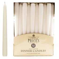 Price's Candles Tapered Dinner Candle Unwrapped 50 Pack