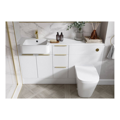 Paquete de unidad de lavabo, inodoro y 1 puerta de 1542 mm García (izquierdo) - Blanco mate