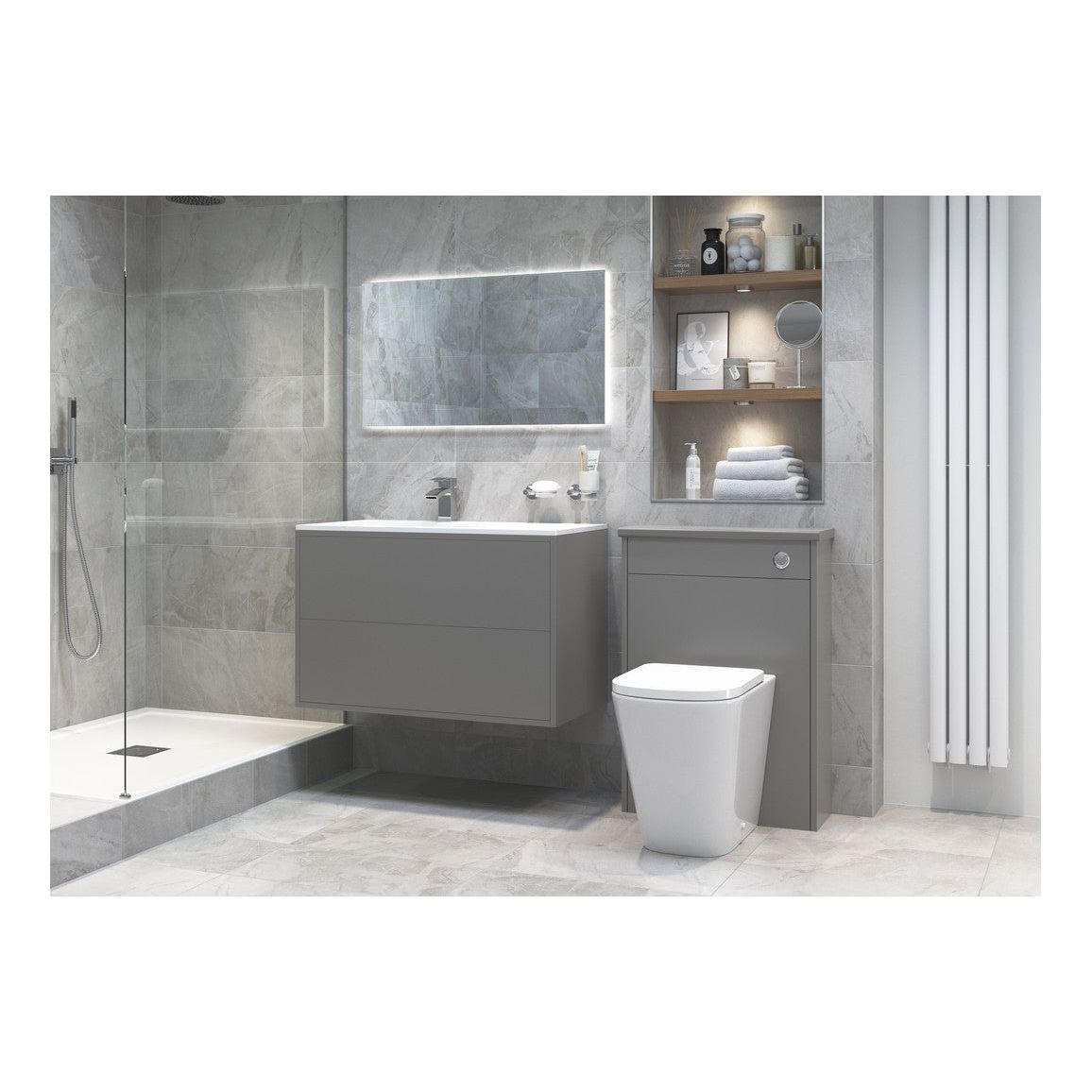 Henshaw WC sans rebord dos au mur à hauteur confortable et siège à fermeture douce