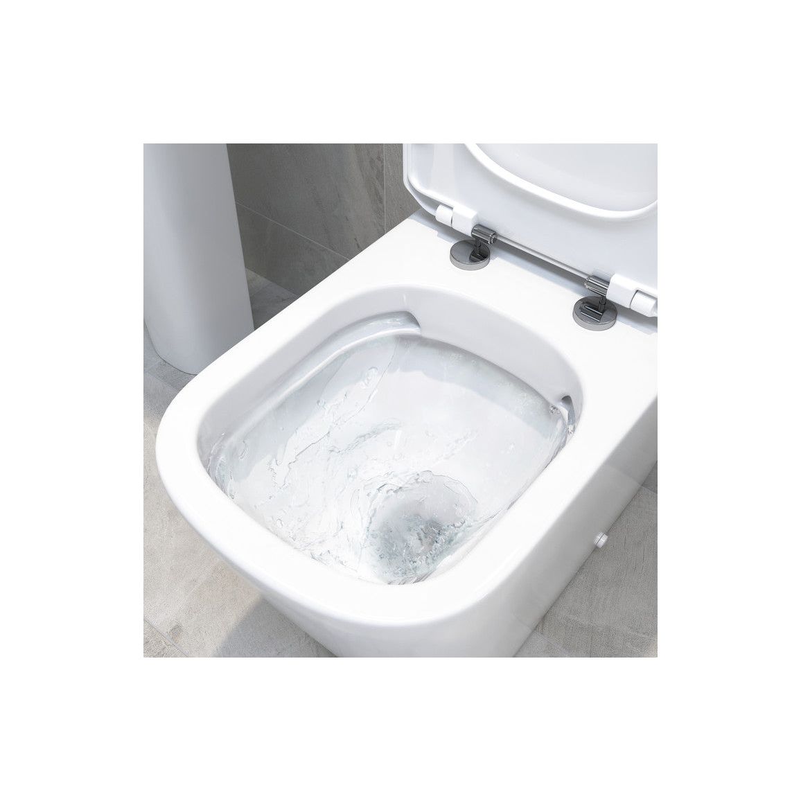 Henshaw WC à fermeture sans rebord et dossier ouvert à hauteur confortable et siège à fermeture douce