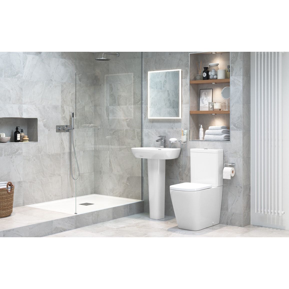 Henshaw Rimless Close Coupled Fully Shrouded Comfort Height WC & Soft Close Seat