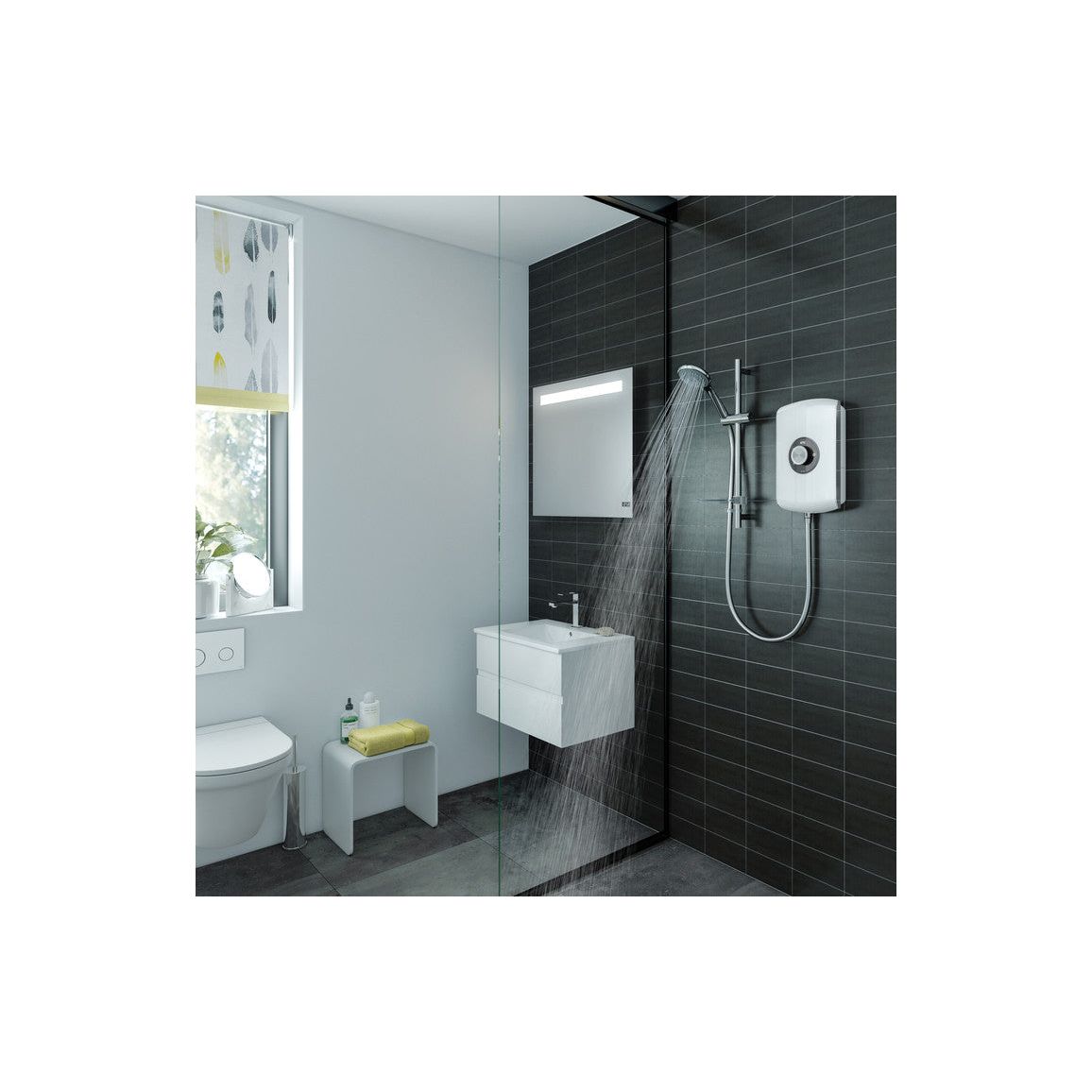 Triton Amore 9.5kW Electric Shower - Brushed Steel