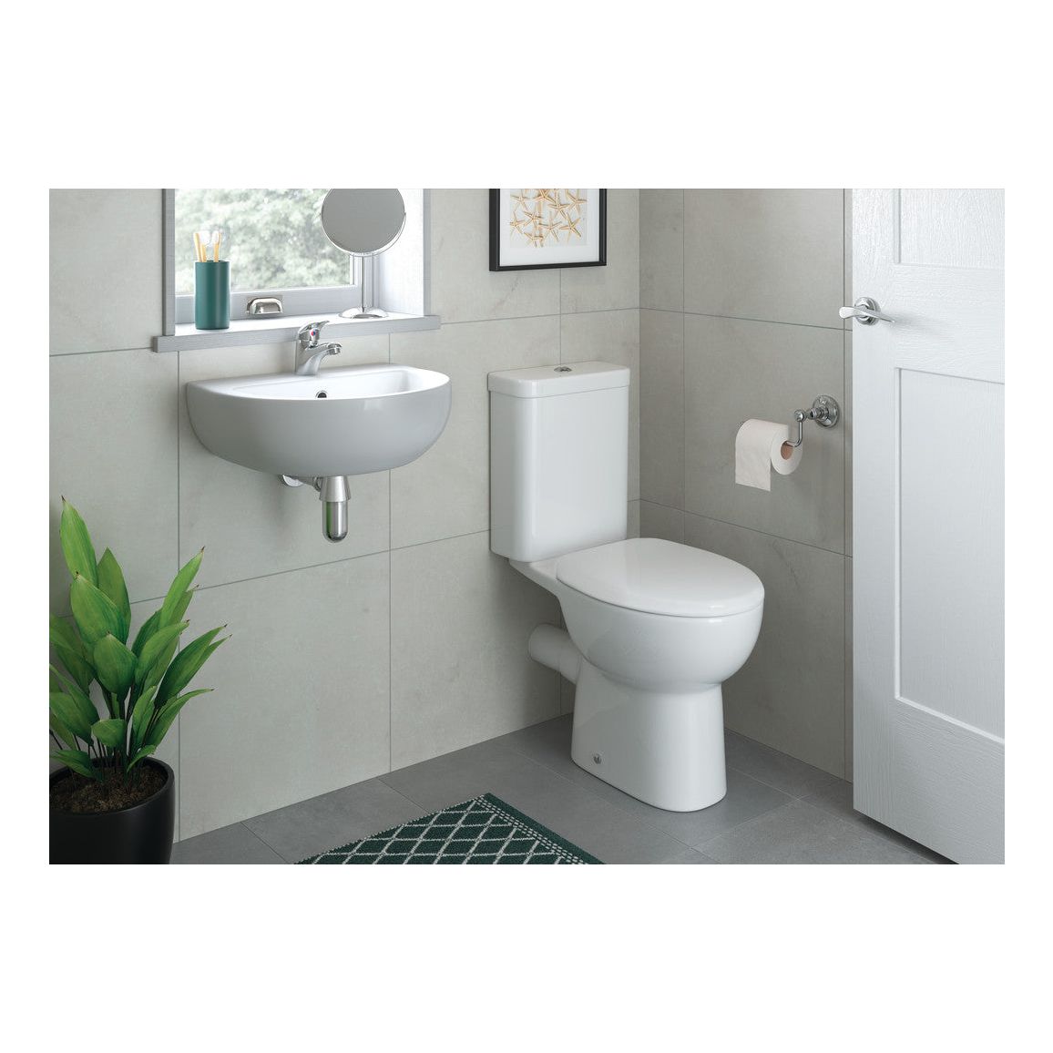 Opobo Close Coupled Open Back WC & Soft Close Seat