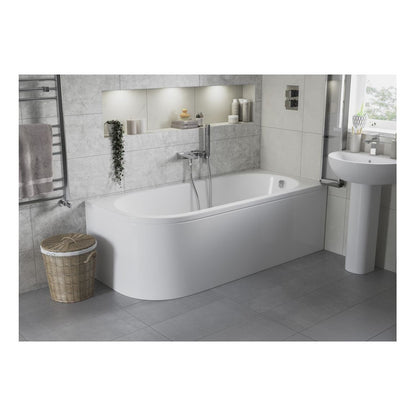 Wuye Forme en J 1700 x 725 x 600 mm 0TH Baignoire avec pieds (LH)