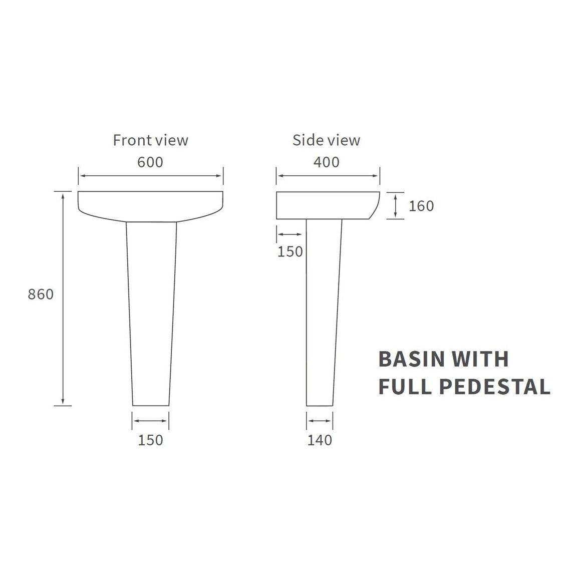 Henshaw 600x400mm 1º lavabo y pedestal completo