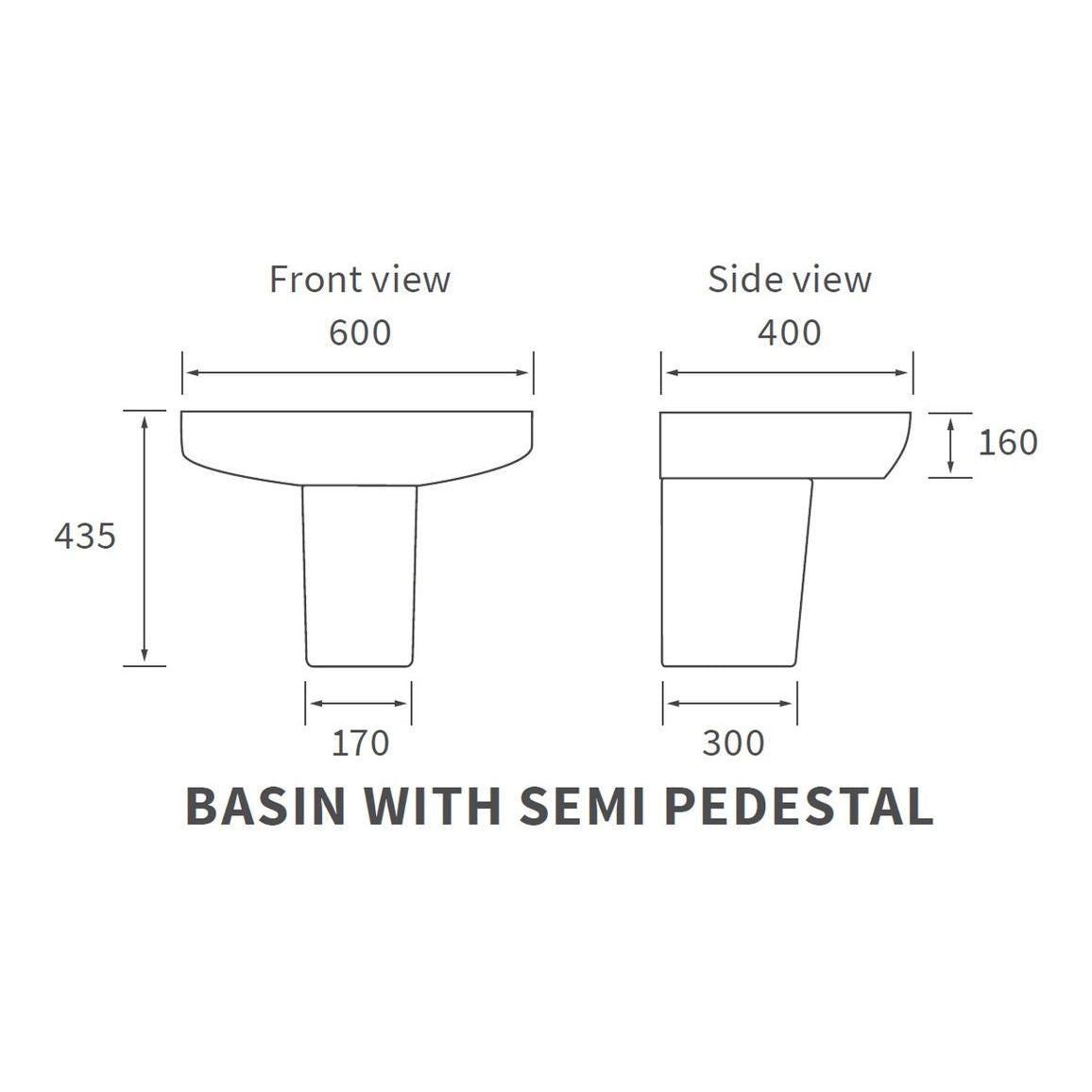 Henshaw 600x400mm 1TH Basin & Semi Pedestal