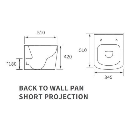 Henshaw Rimless Back To Wall Short Projection WC & Soft Close Seat