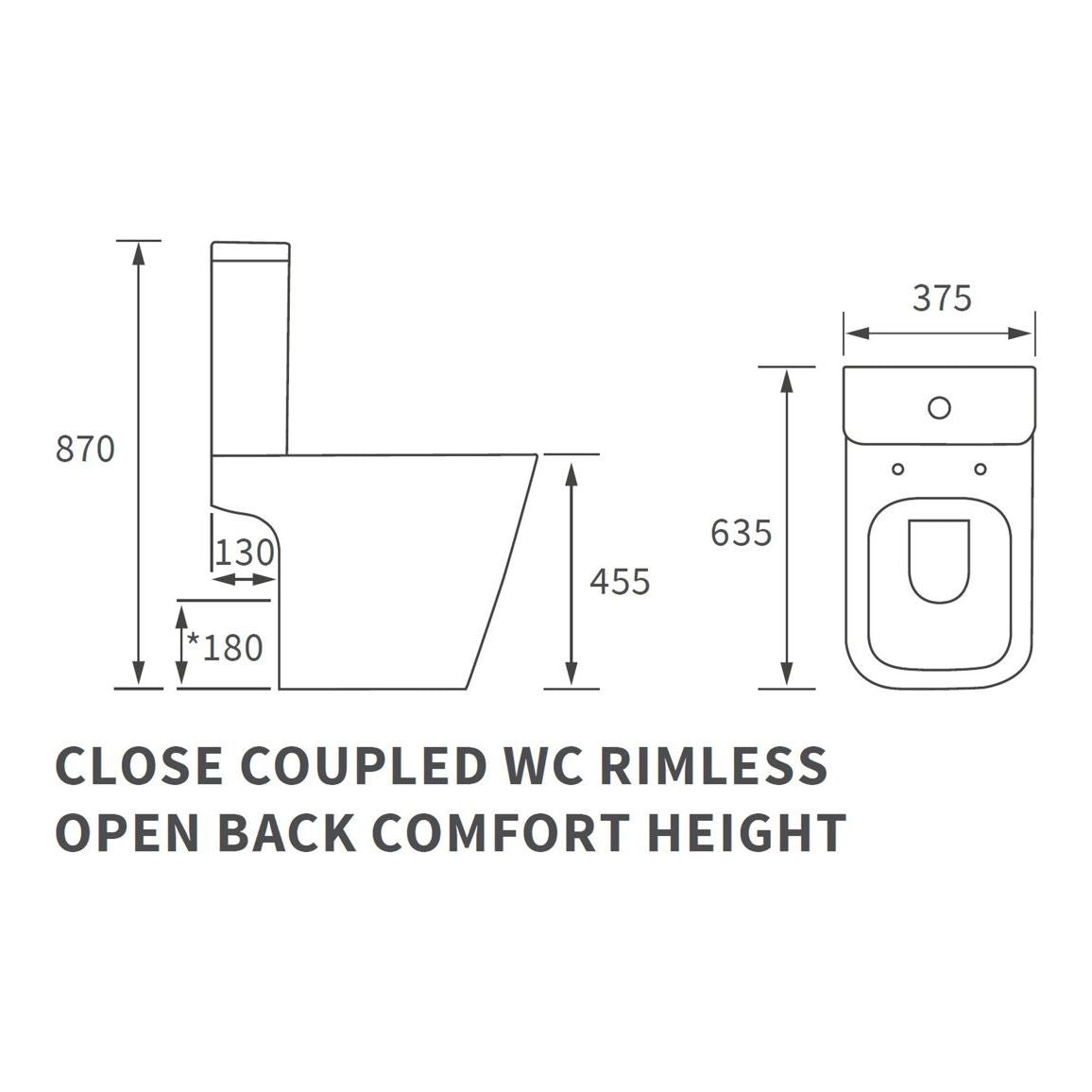 Henshaw WC à fermeture sans rebord et dossier ouvert à hauteur confortable et siège à fermeture douce