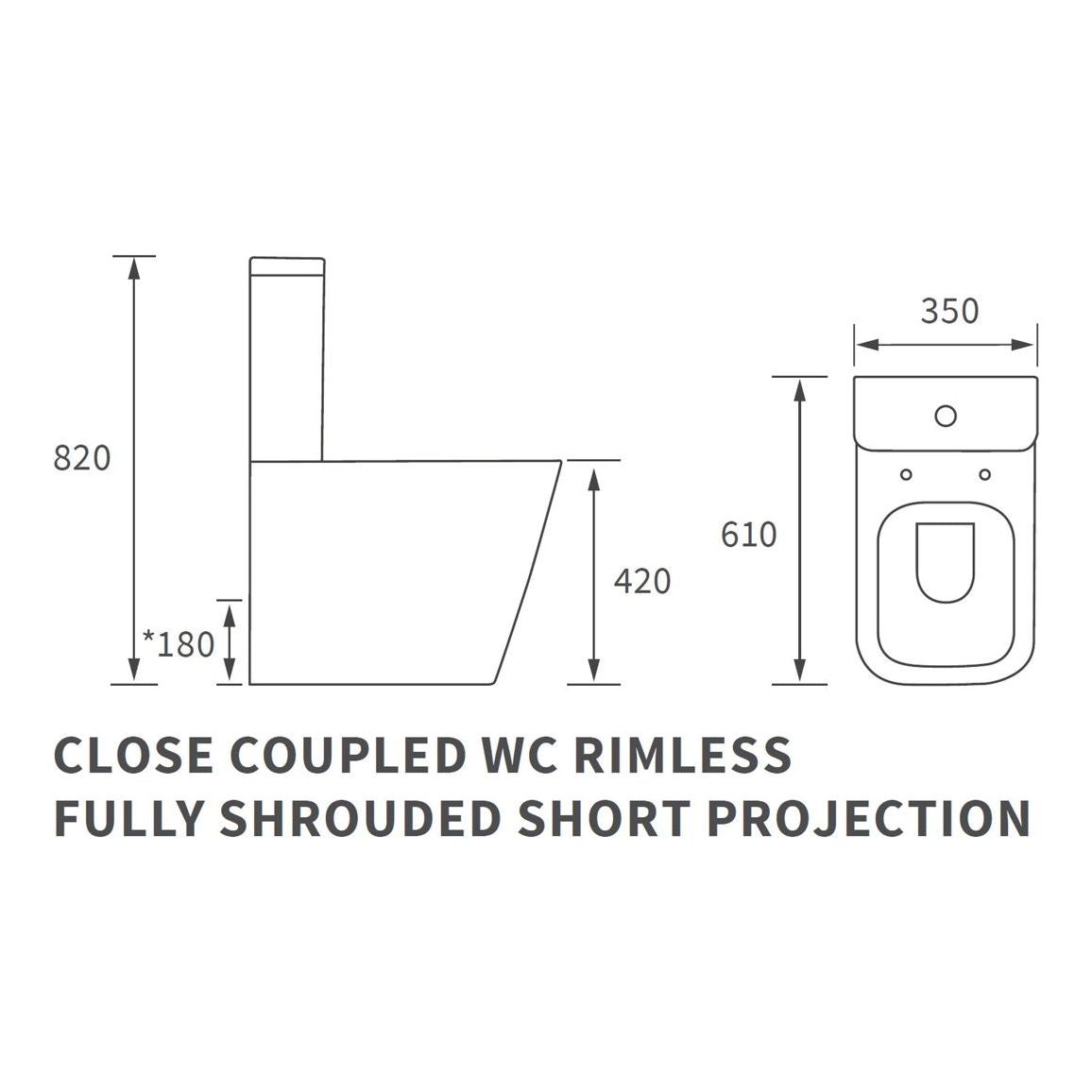 Henshaw WC à projection courte sans monture, entièrement protégé et siège à fermeture douce