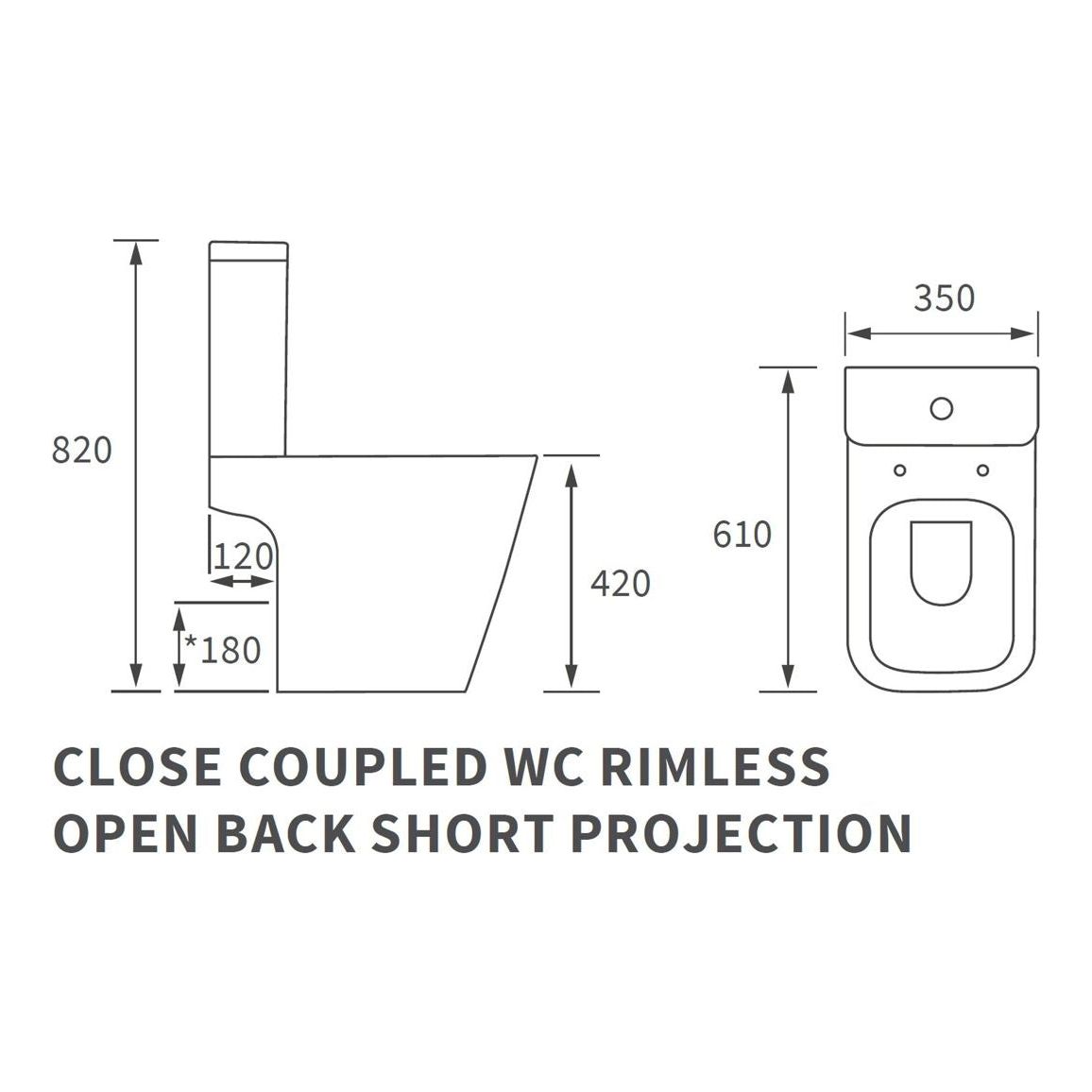 Henshaw Rimless Close Coupled Open Back Short Projection WC & Soft Close Seat