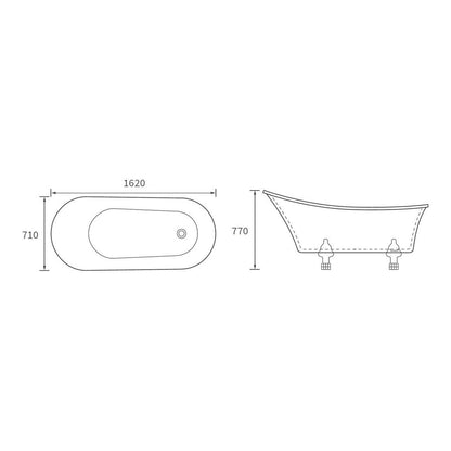 Osse Freestanding 1620x700x770mm 0TH Bath w/Feet