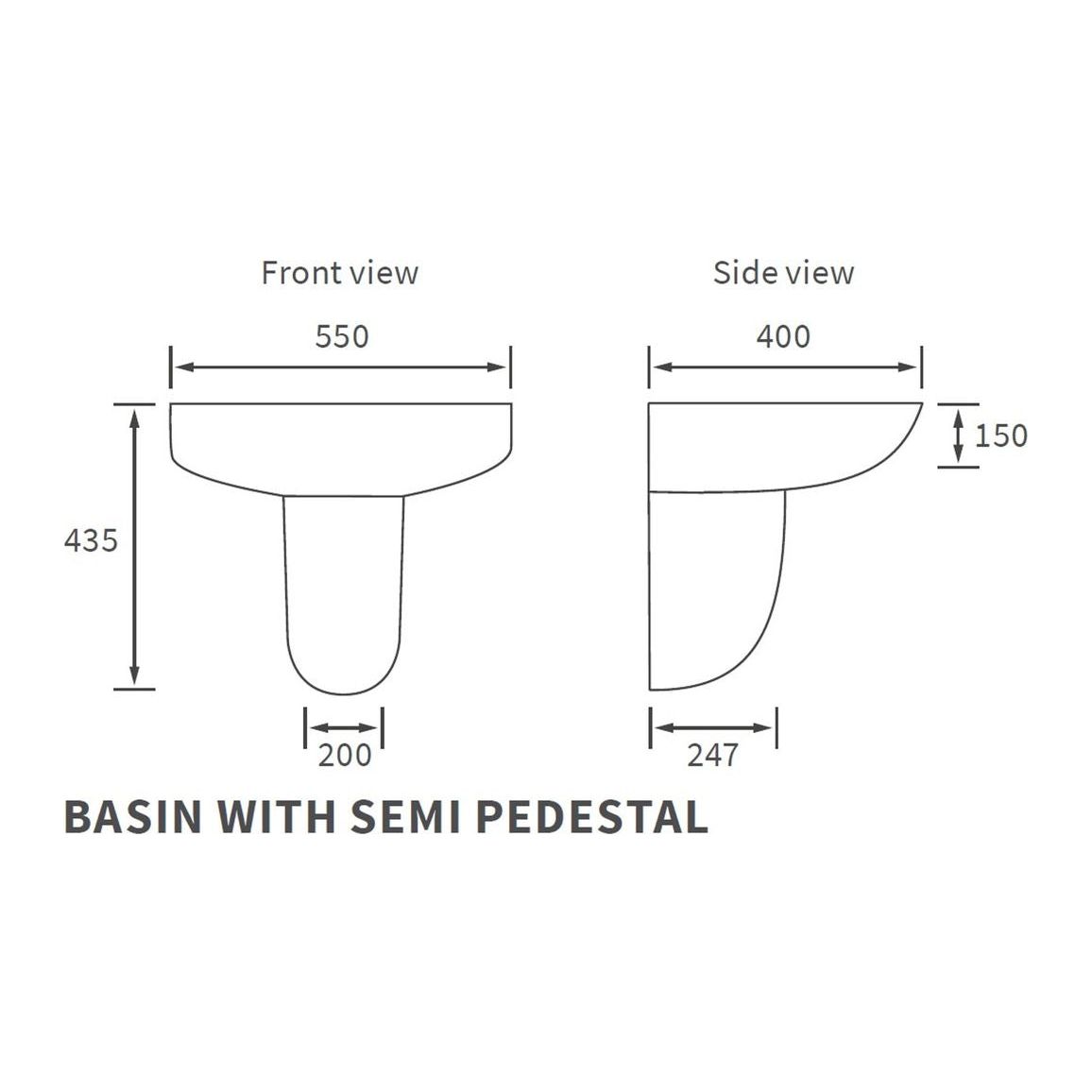 Opobo 550x400mm 1º lavabo y semi pedestal