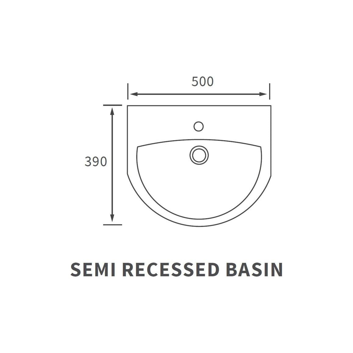 Opobo 500x390mm 1TH Lavabo Semi Empotrable