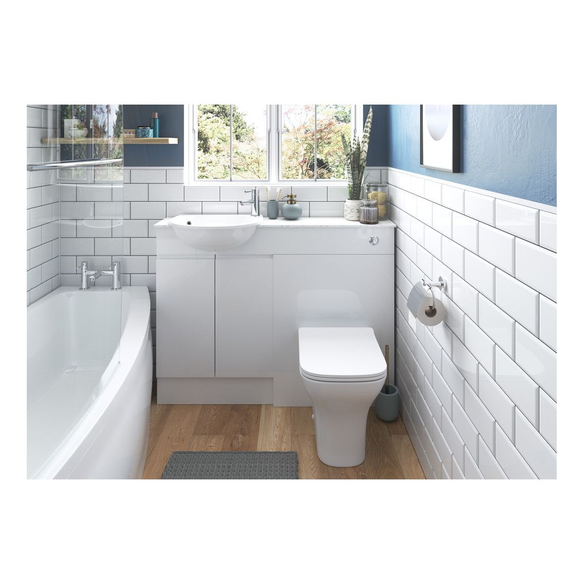 Mueble de lavabo delgado Garrett de 600 mm - Blanco brillante