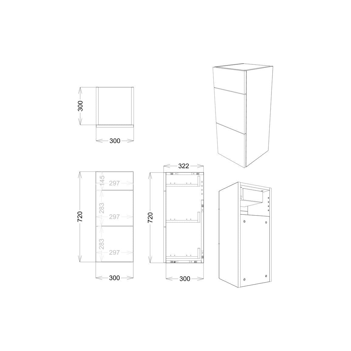 Pack Lavabo Garrett 1542 mm, WC et 3 tiroirs (LH) - Gris Perle Brillant