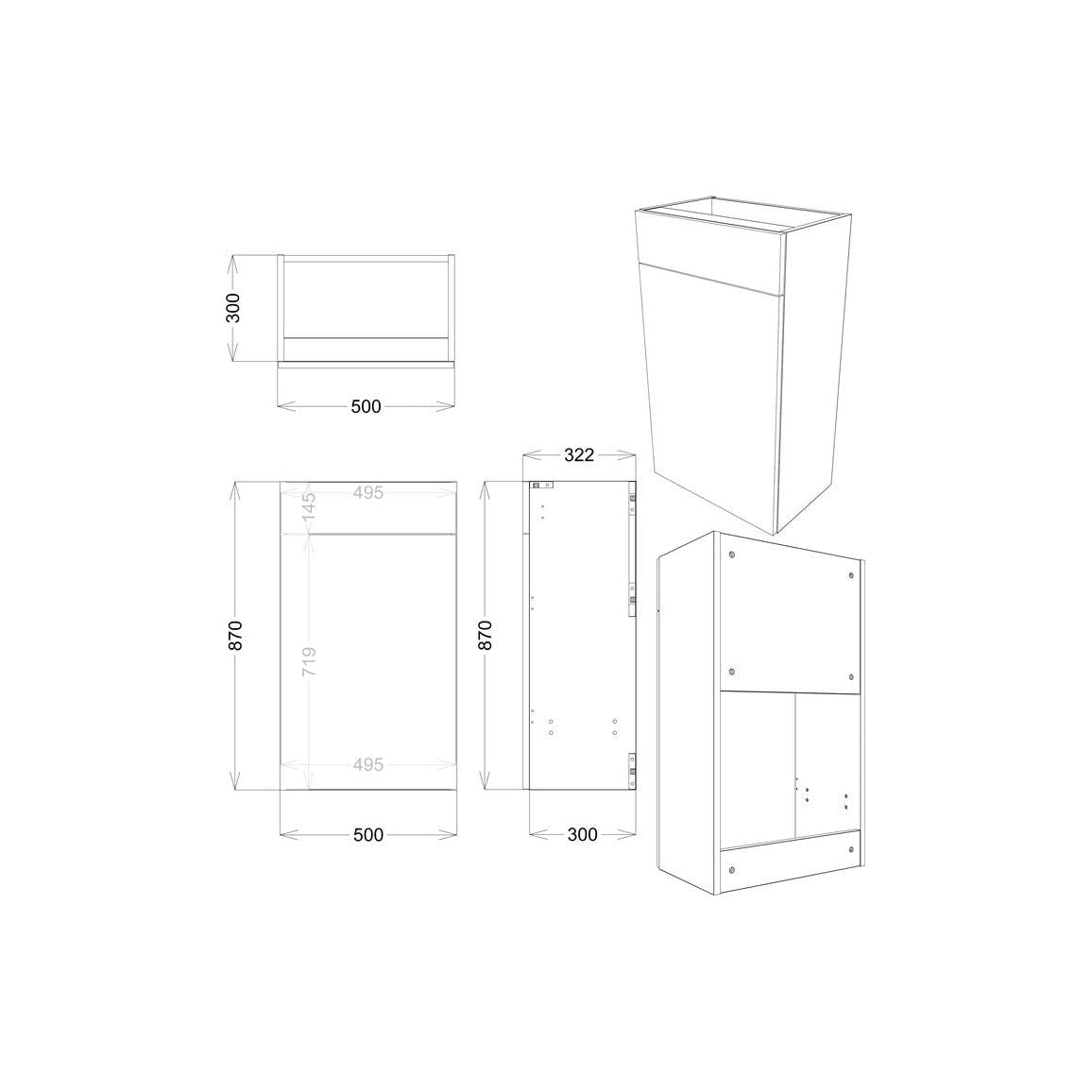 Garrett 500mm WC Unit - Pearl Grey Gloss