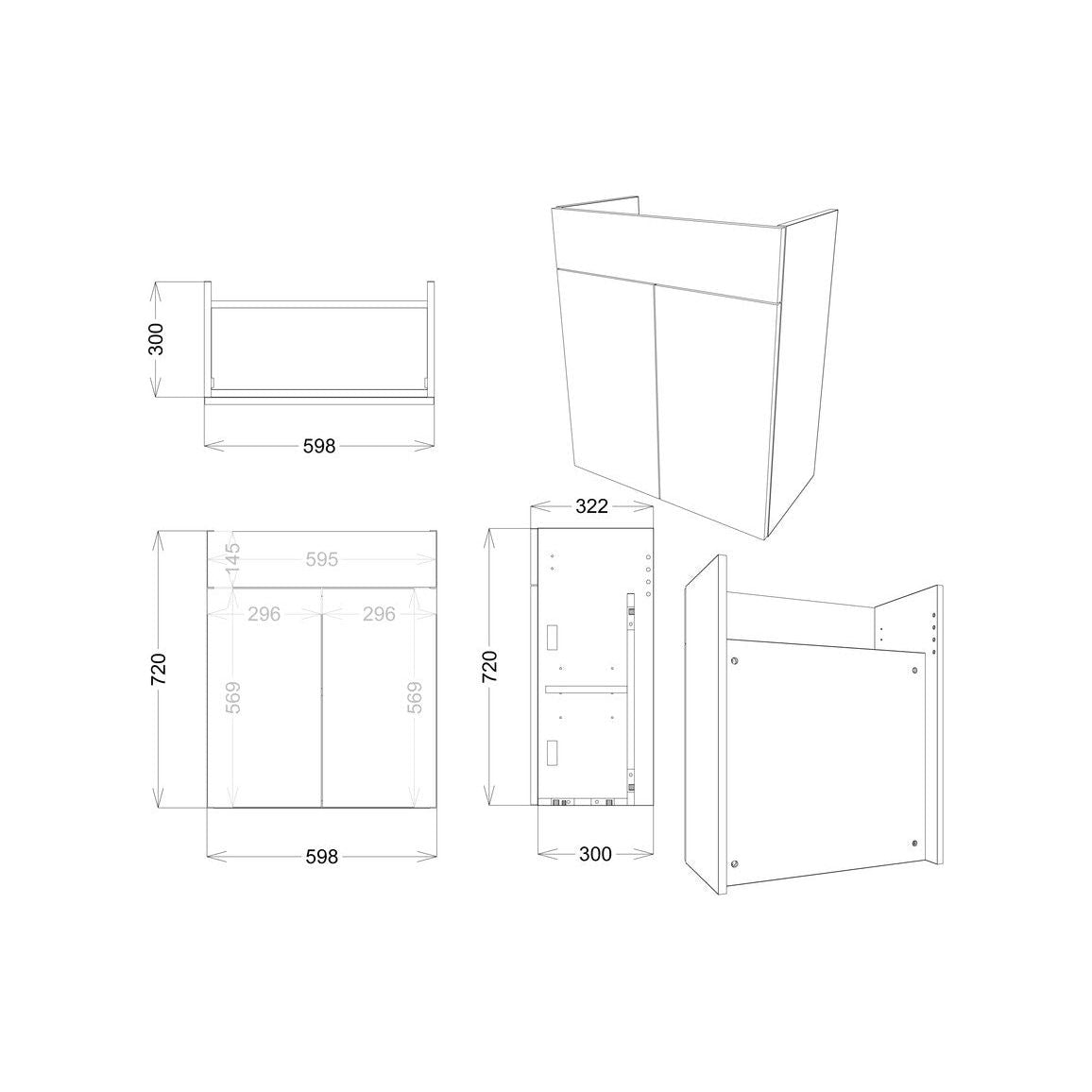 Garrett 1542mm Basin, WC & 1 Door Unit Pack (RH) - Pearl Grey Gloss