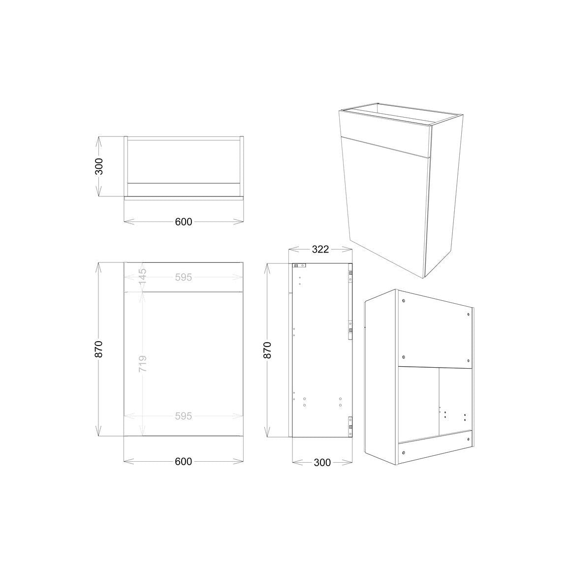 Garrett 1542mm Basin, WC & 1 Door Unit Pack (RH) - Pearl Grey Gloss