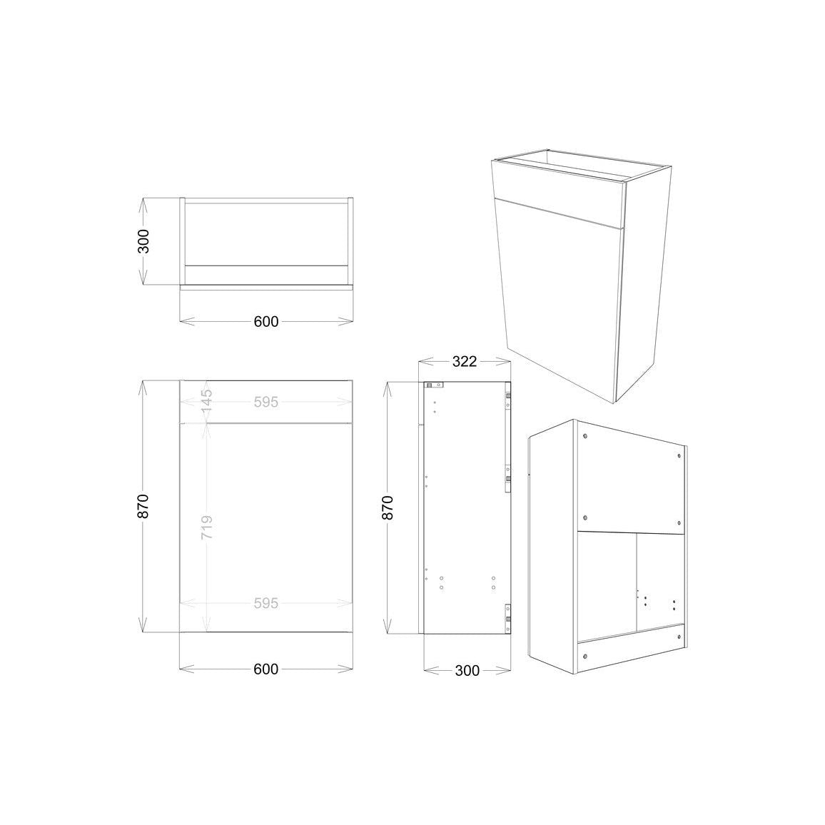 Meuble WC Garrett 600 mm - Blanc brillant