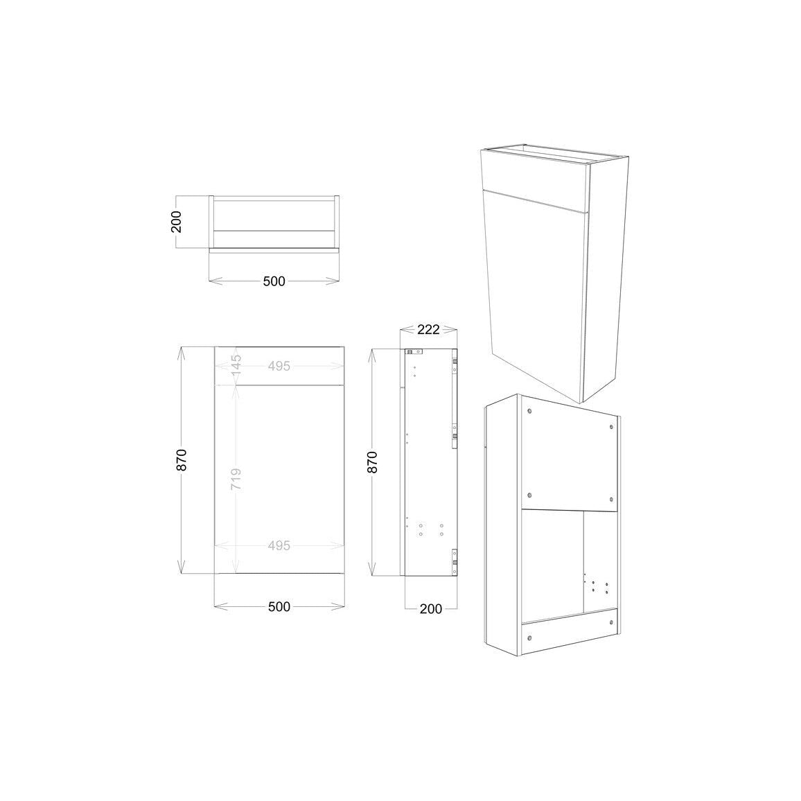 Garrett 500mm Slim WC Unit - Pearl Grey Gloss