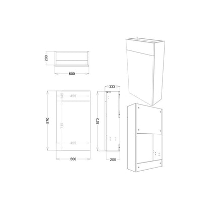 Garrett 500mm Slim WC Unit - Pearl Grey Gloss