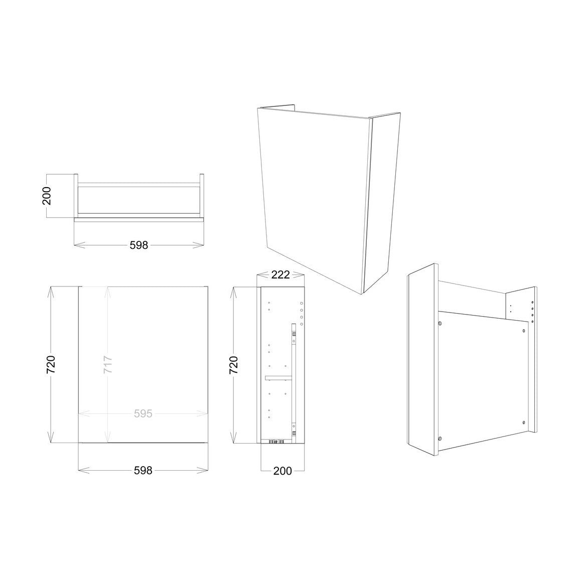 Mueble de lavabo delgado Garrett de 600 mm - Blanco brillante