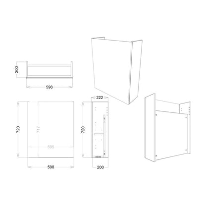 Mueble de lavabo delgado Garrett de 600 mm - Blanco brillante