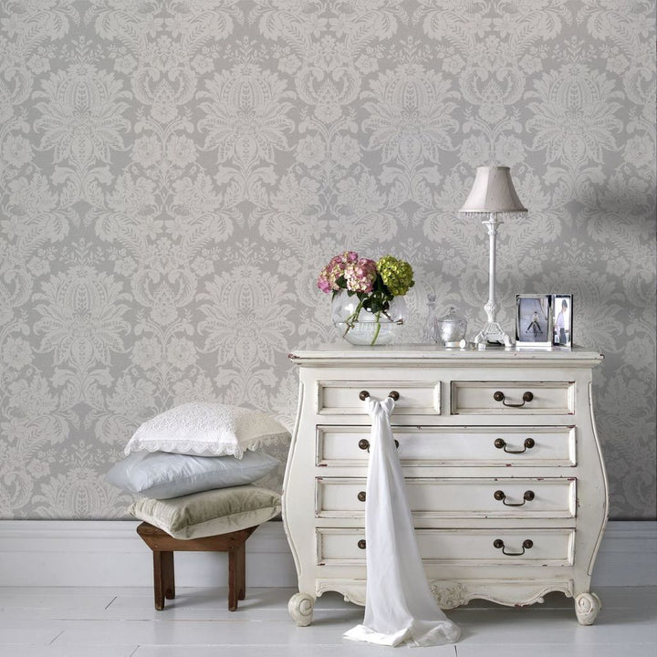 Graham & Brown Archive Damask Grey Wallpaper (119972)