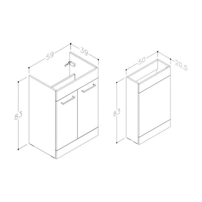 Grove 1100mm Floor Standing L-Shape Pack & Basin (RH) - Oak