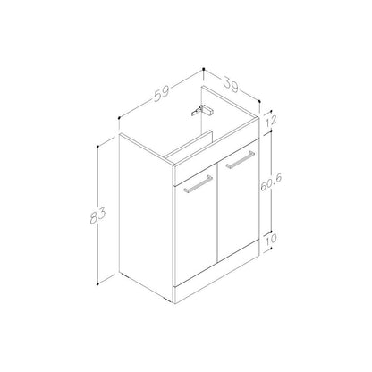 Grove 1100mm Floor Standing L-Shape Pack & Basin (LH) - White Gloss