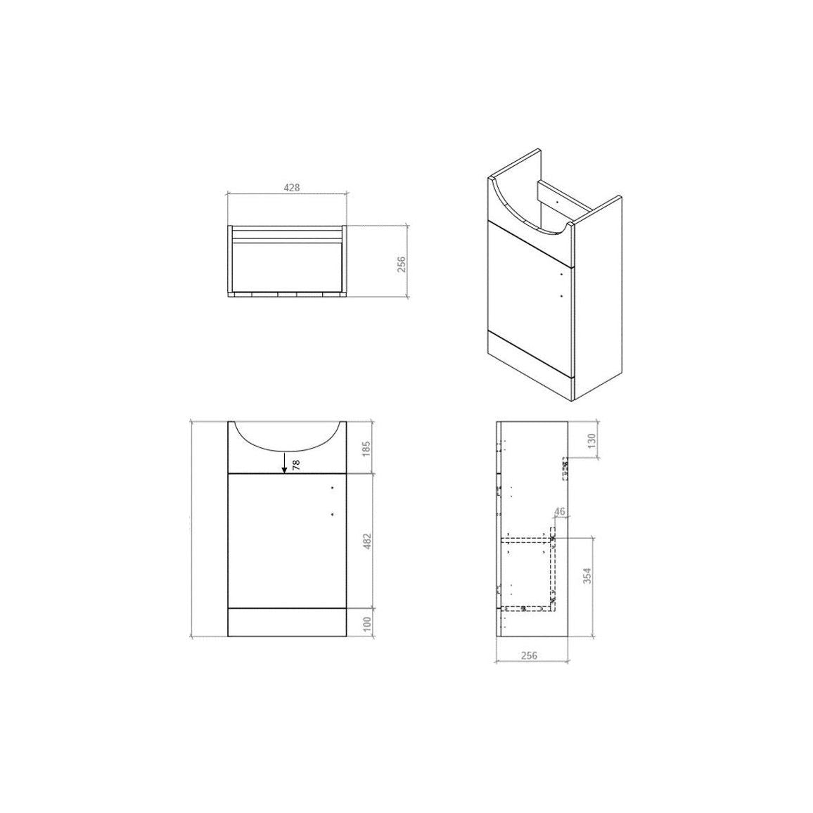 Mueble y lavabo Aspen de 450 mm - Blanco brillante