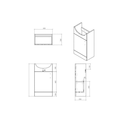 Meuble Lavabo et Vasque Aspen 450 mm - Blanc Brillant