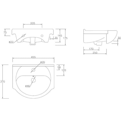 Aspen 450mm Basin Unit & Basin - White Gloss