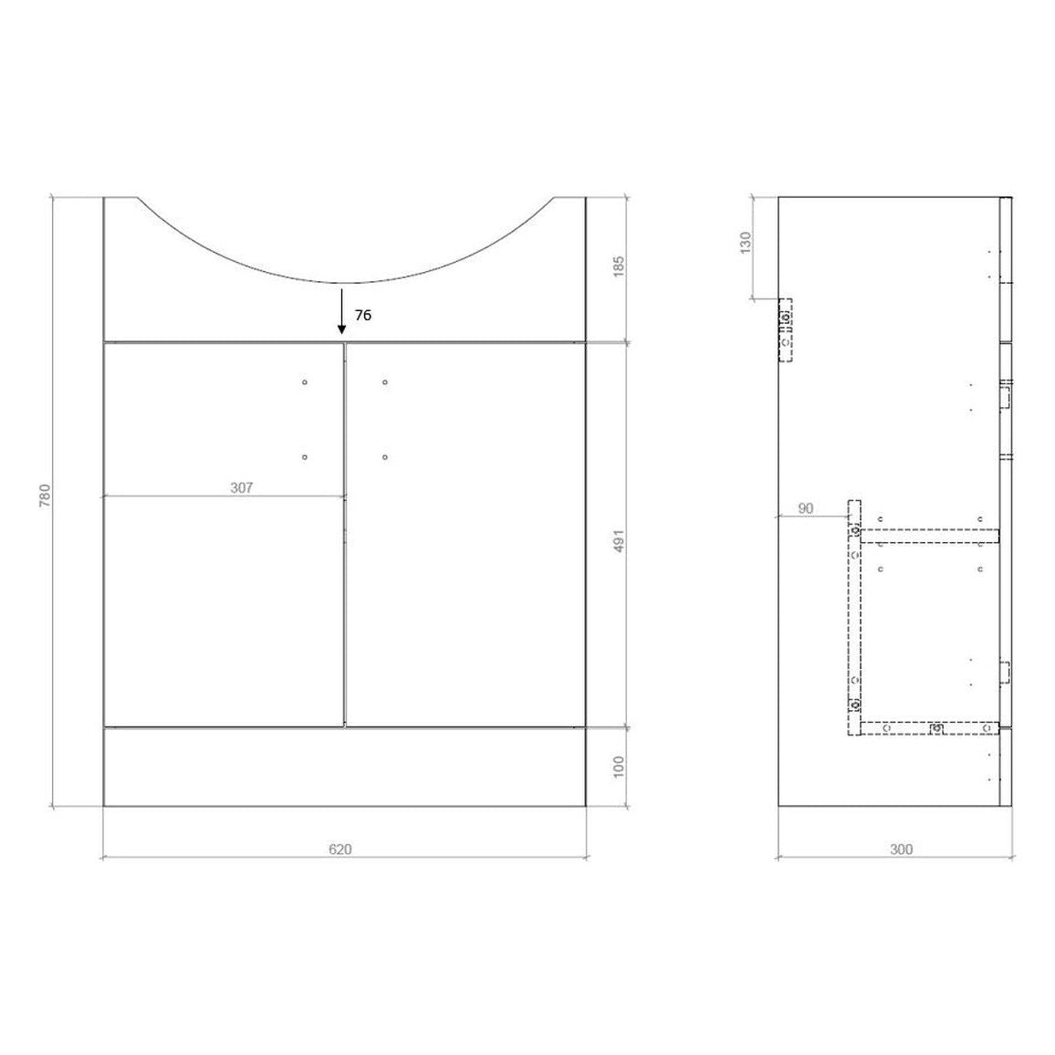 Mueble y lavabo Aspen de 655 mm - Blanco brillante