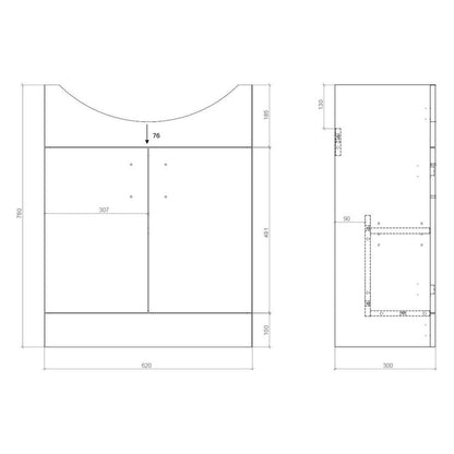 Mueble y lavabo Aspen de 655 mm - Blanco brillante