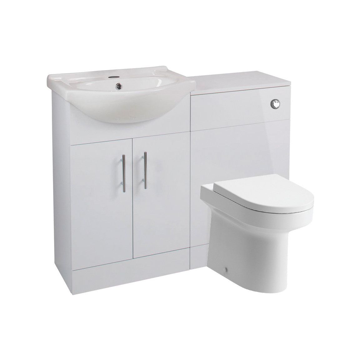 Pack de unidad de lavabo e inodoro Aspen de 650 mm - Blanco brillante