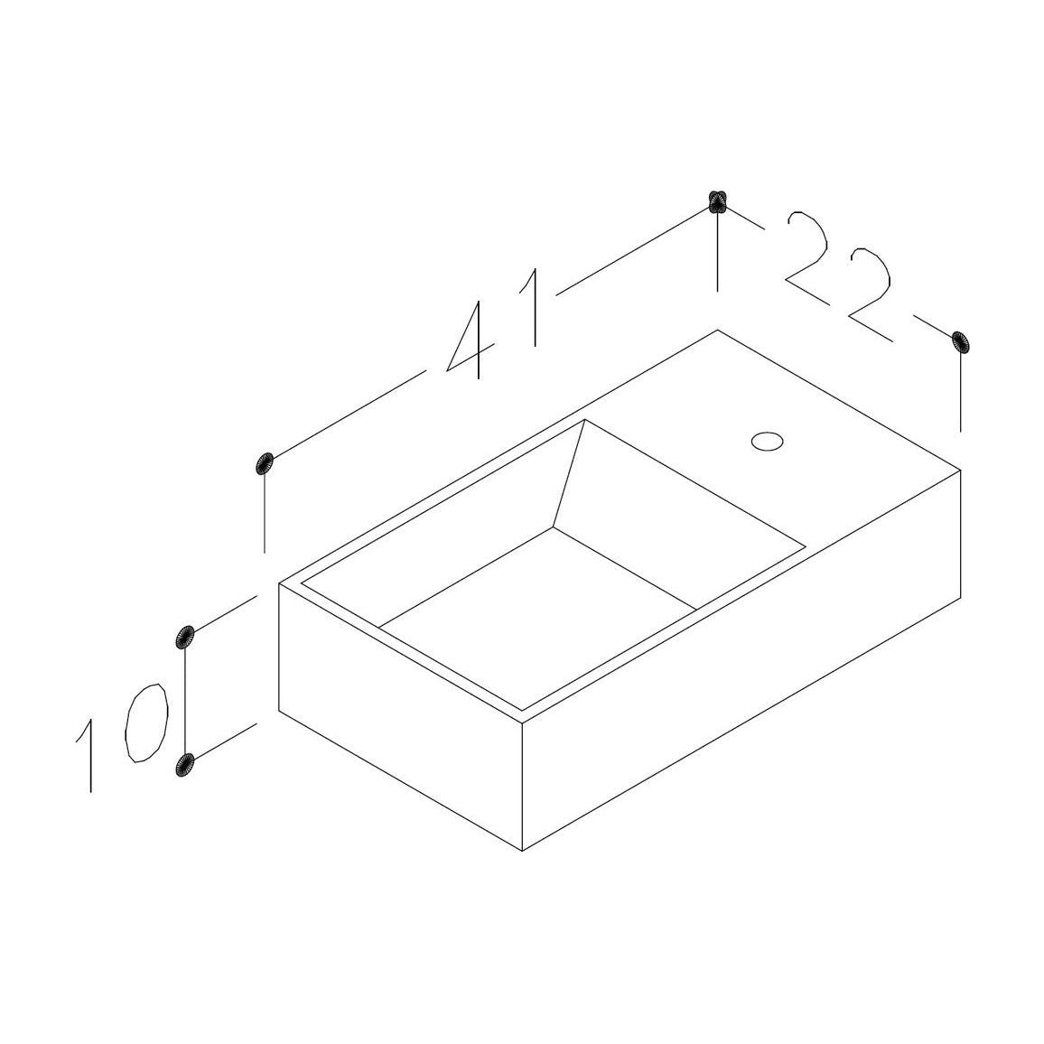 Mueble para lavabo y lavabo Bateba de 410 mm con 1 puerta y suelo - Roble