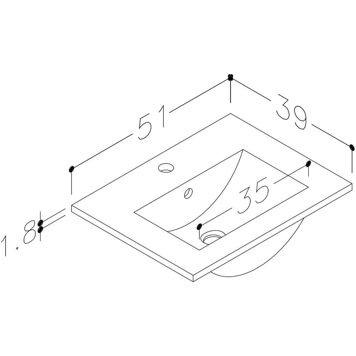 Mueble para lavabo y lavabo suspendido con 2 cajones y 510 mm Bateba - Roble