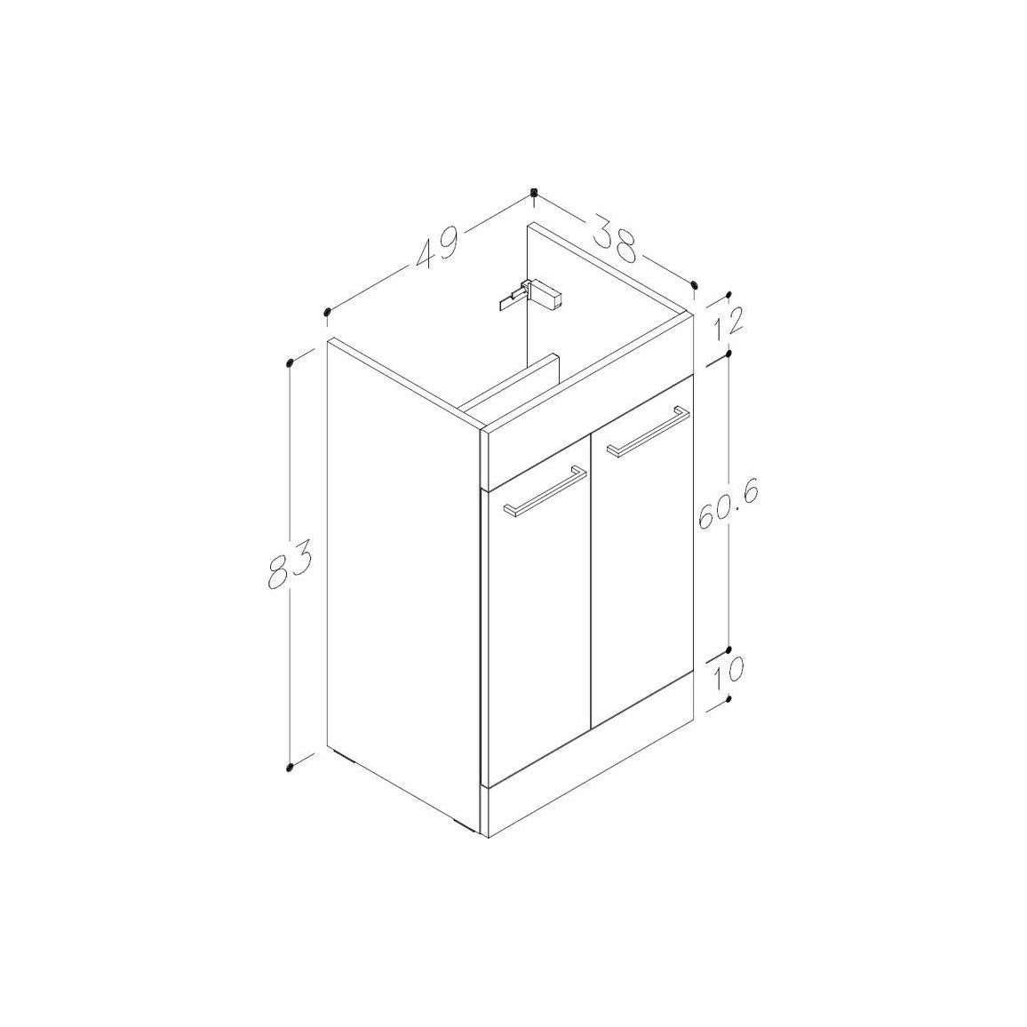 Mueble para lavabo y lavabo Bateba de 510 mm con 2 puertas y suelo - Roble