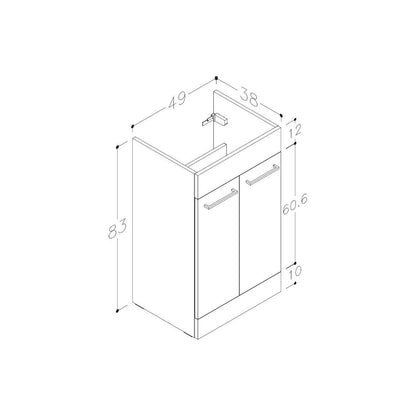 Mueble para lavabo y lavabo Bateba de 510 mm con 2 puertas y suelo - Roble