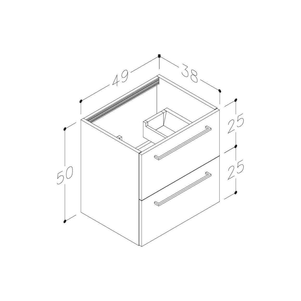 Bateba 510mm Wall Hung 2 Drawer Basin Unit & Basin - Oak